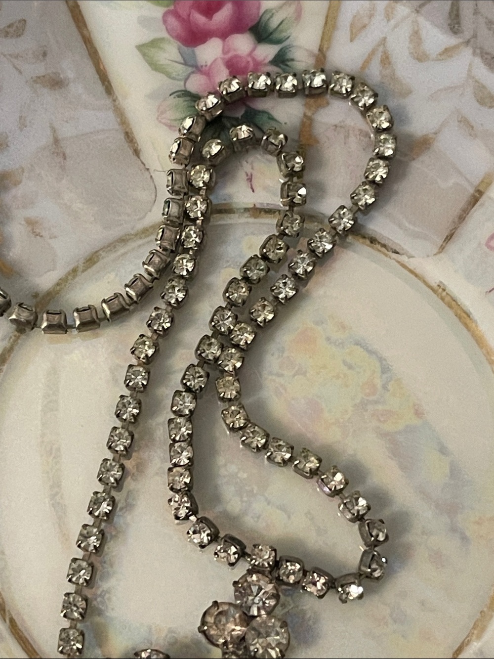 1950’s Soldered Glass Rhinestone Cross Statement Choker Necklace - Picture 7 of 8